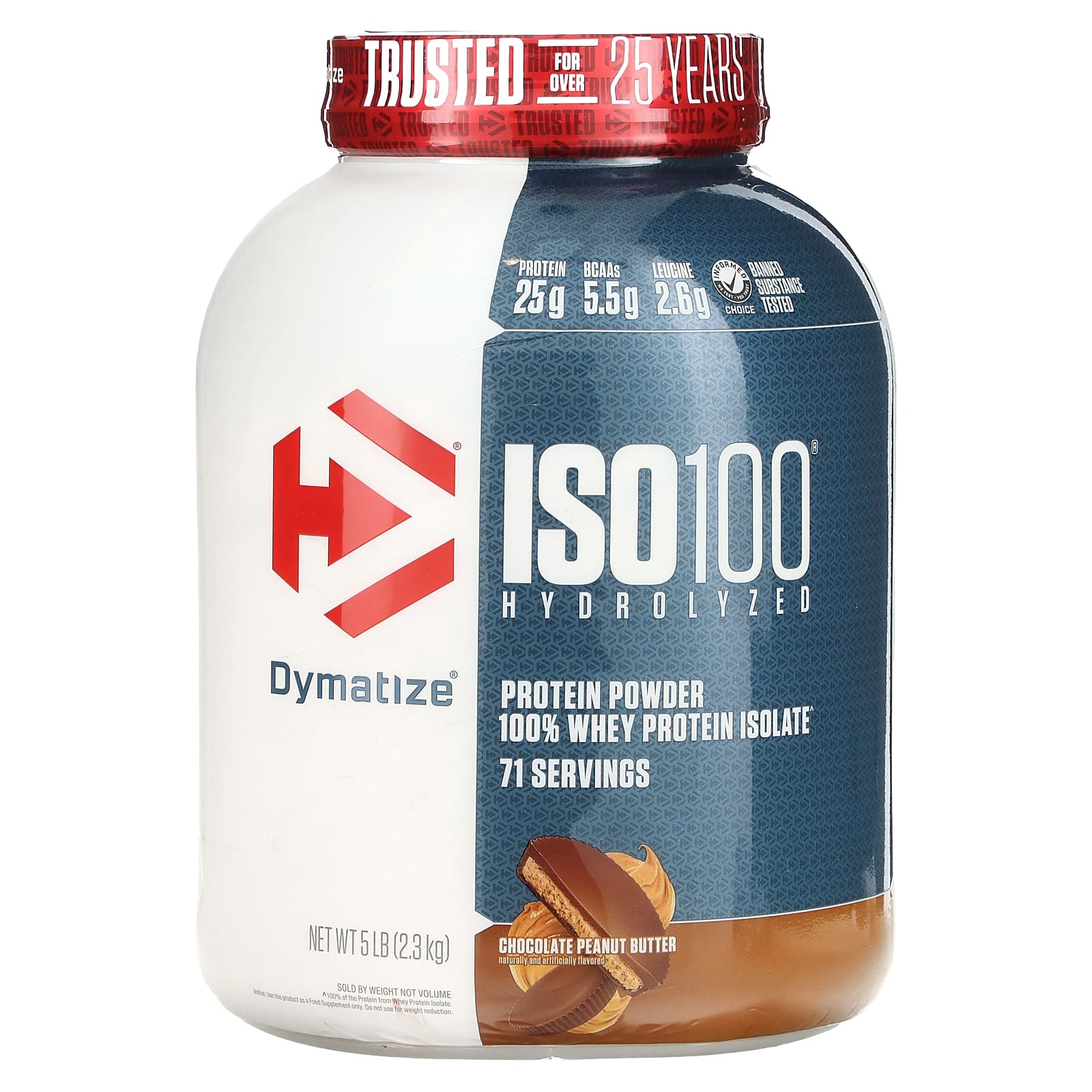 وی ایزوله هیدرولیزه دایماتیز ISO100 – طعم شکلات کره بادامزمینی – 2.3 کیلوگرم
