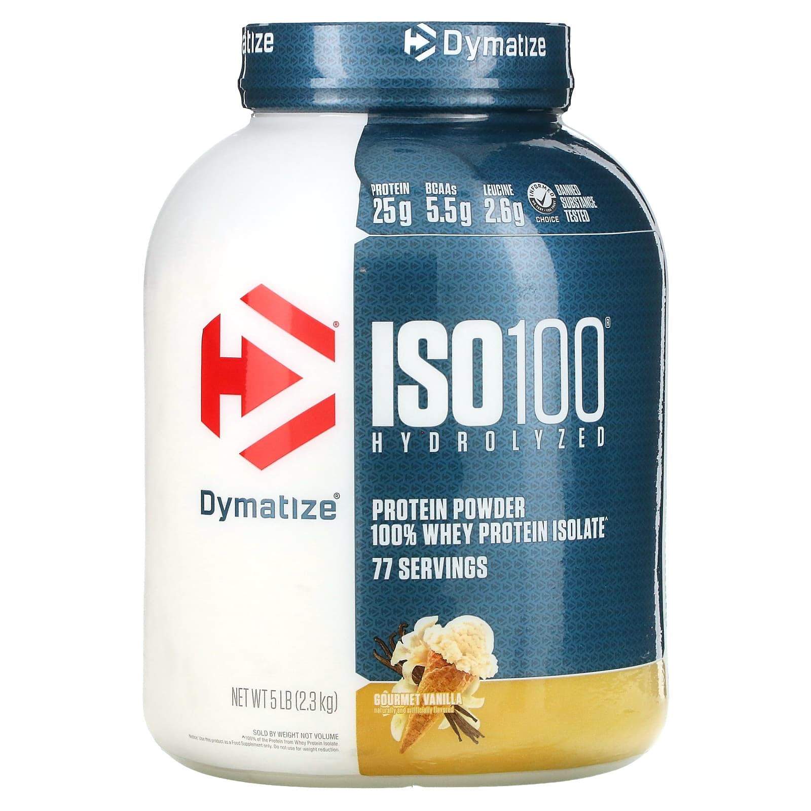 وی ایزوله هیدرولیزه دایماتیز ISO100 – طعم وانیل – 2.3 کیلوگرم