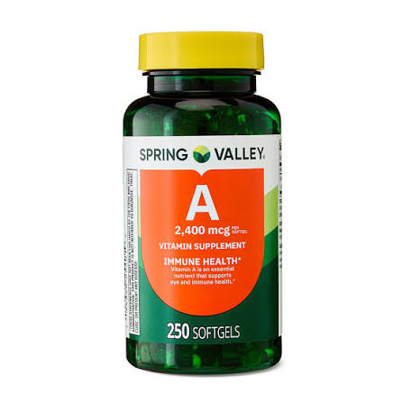 سافت ژل ویتامین A اسپرینگ ولی Spring Valley Vitamin A 2400mcg (250 عددی)