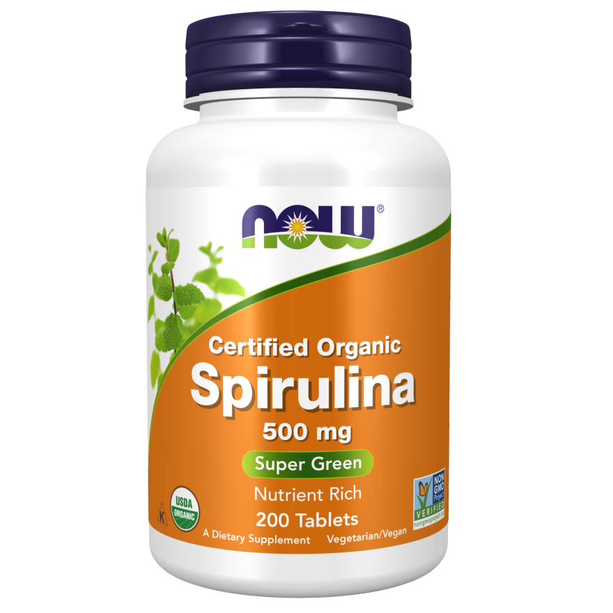 قرص جلبک اسپیرولینا NOW Foods Spirulina 500mg (200 عددی)