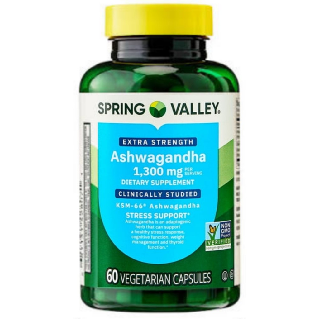 کپسول آشواگاندا اسپرینگ ولی Spring Valley Extra Strength Ashwagandha 1300mg (60 عددی)