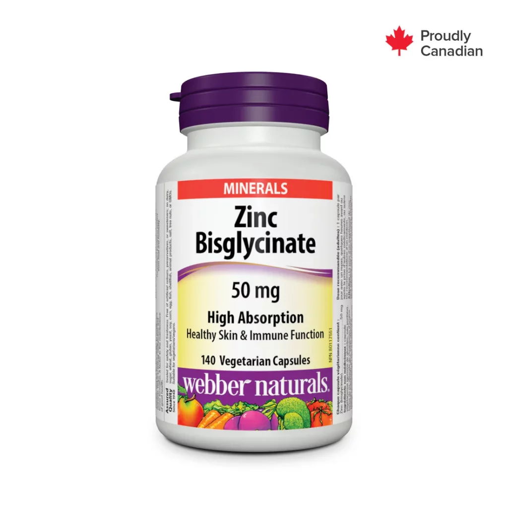 کپسول زینک بیس گلیسینات Webber Naturals Zinc Bisglycinate 50 mg High Absorption 50mg وبر نچرالز (140 عددی)