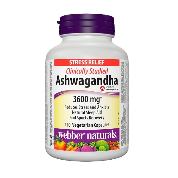 کپسول عصاره آشواگاندا Webber Naturals Ashwagandha 3600mg وبر نچرالز (120 عددی)