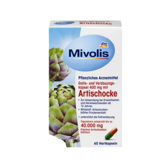 کپسول پاکسازی کبد آرتی شوک میولیس Mivolis ARTISCHOCEN 40.000mg (60 عددی)