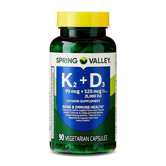 کپسول گیاهی اسپرینگ ولی ویتامین Spring Valley Vegetarian K2+D3 (90 عددی)
